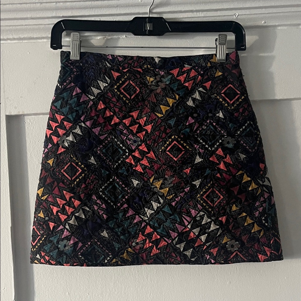 Topshop Multicolor Quilted Geometric Mini Skirt